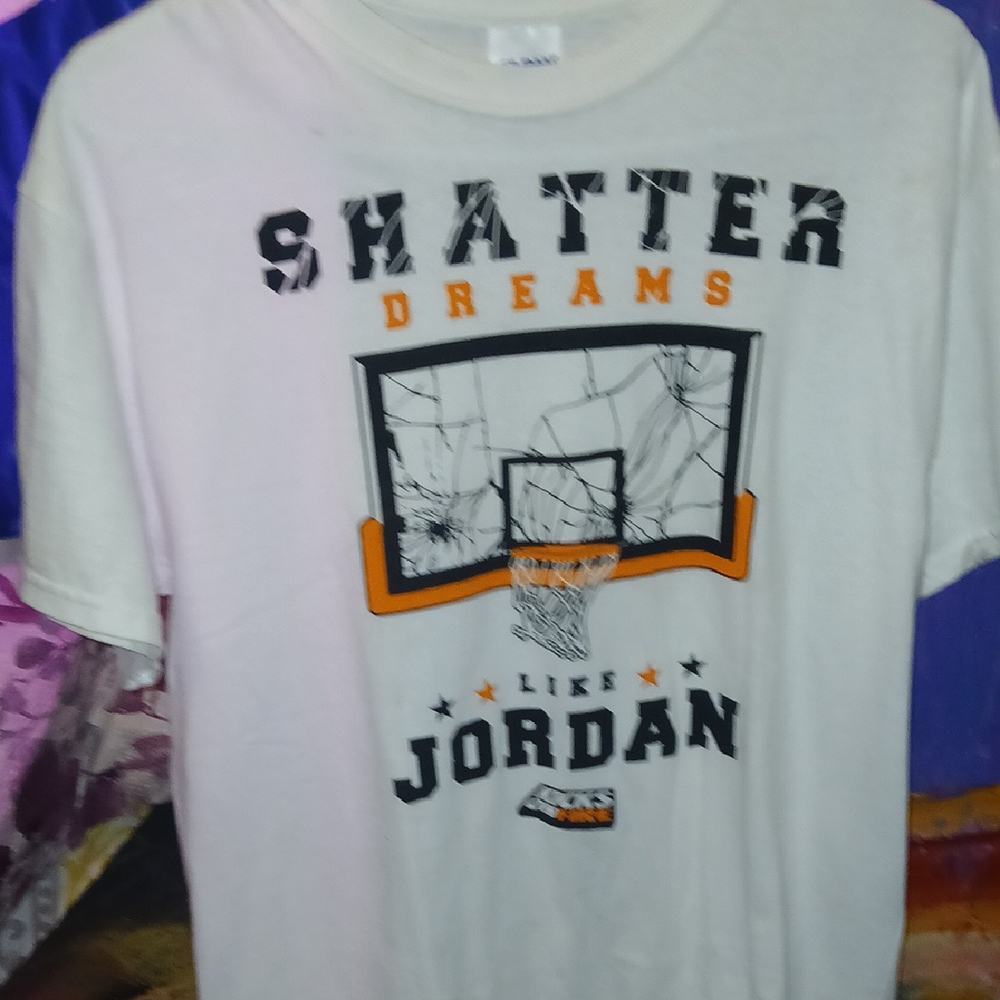 Gildan White Short Sleeve Tee with Black and Orange Print